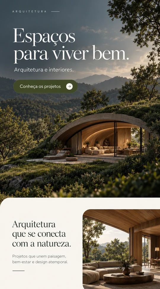 Conceito visual de site para arquitetura